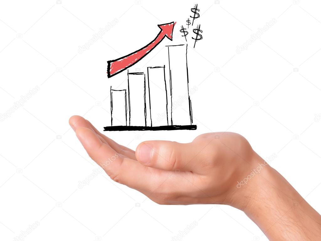 hand hold drawing business graph. representing business growth