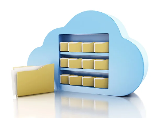 3d Archiviazione file nel cloud. Concetto di cloud computing. — Foto Stock