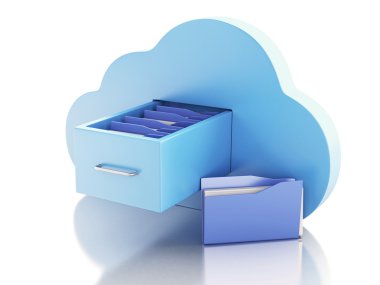 3D dosya deposu bulutta. Bulut hesaplama kavramı.