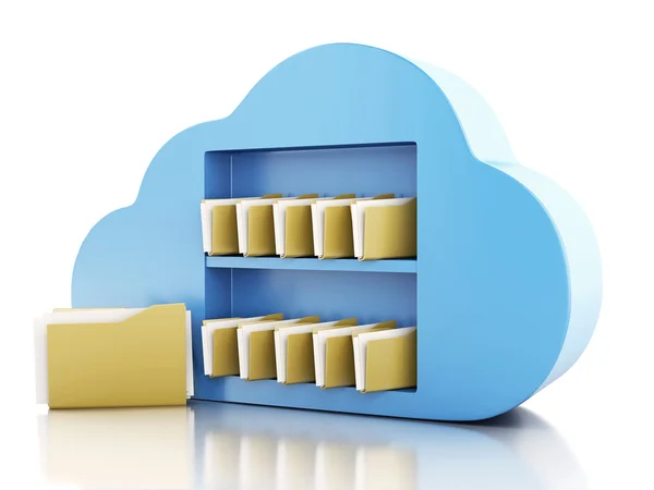 3d Archiviazione file nel cloud. Concetto di cloud computing. — Foto Stock