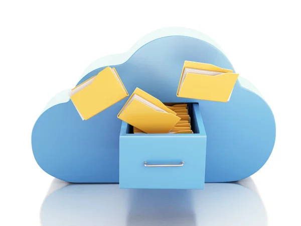 3d Archiviazione file nel cloud. Concetto di cloud computing. — Foto Stock