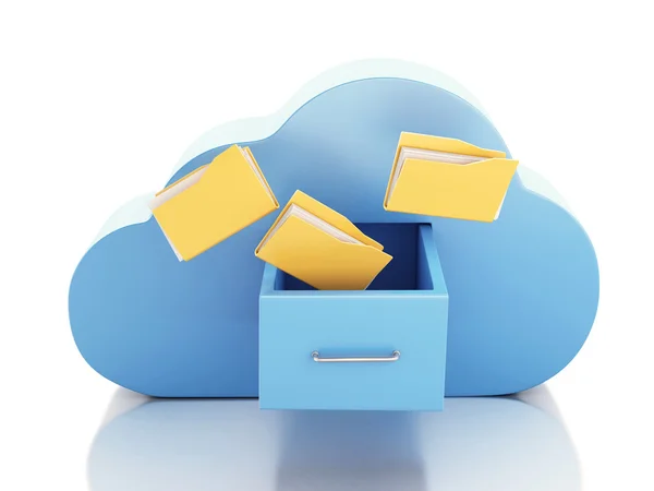 3d File storage in cloud. Cloud computing concept. — Stock Photo, Image