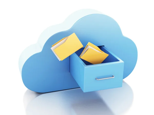 3d Archiviazione file nel cloud. Concetto di cloud computing. — Foto Stock