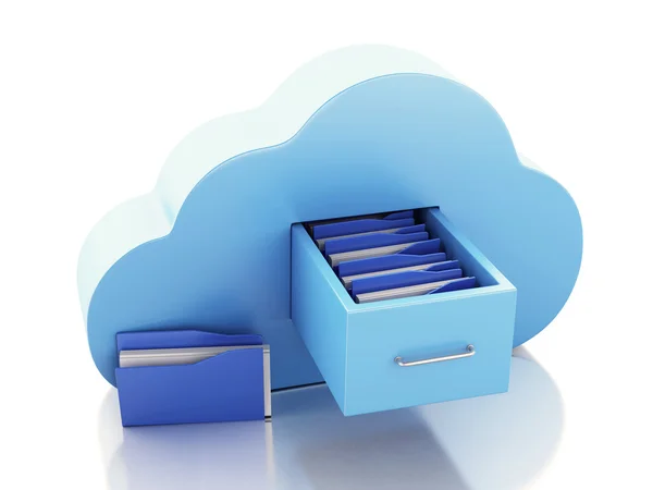 3d Archiviazione file nel cloud. Concetto di cloud computing. — Foto Stock
