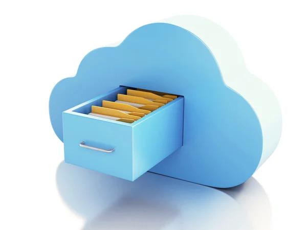 3d File storage in cloud. Cloud computing concept. — Stock Photo, Image