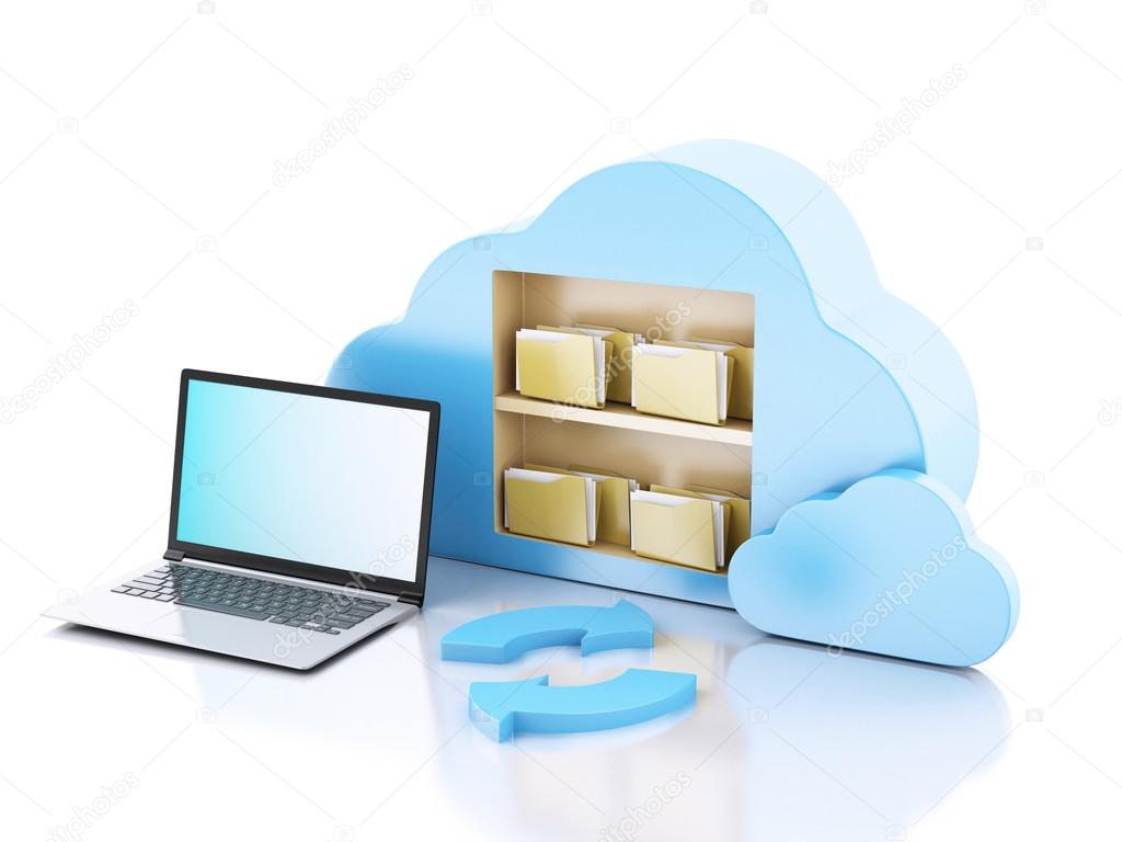  business laptop pc. Cloud computing concept.