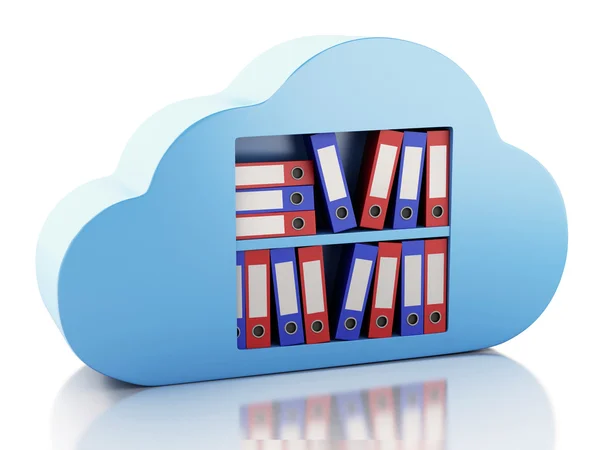 3d Archiviazione file nel cloud. Concetto di cloud computing. — Foto Stock