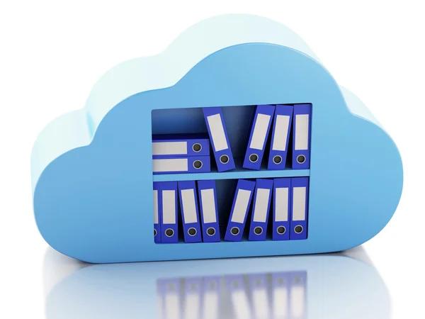 3d Archiviazione file nel cloud. Concetto di cloud computing. — Foto Stock