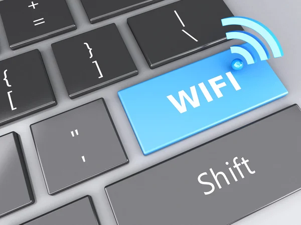 Wifi button on computer keyboard. 3d illustration — Stock Photo, Image