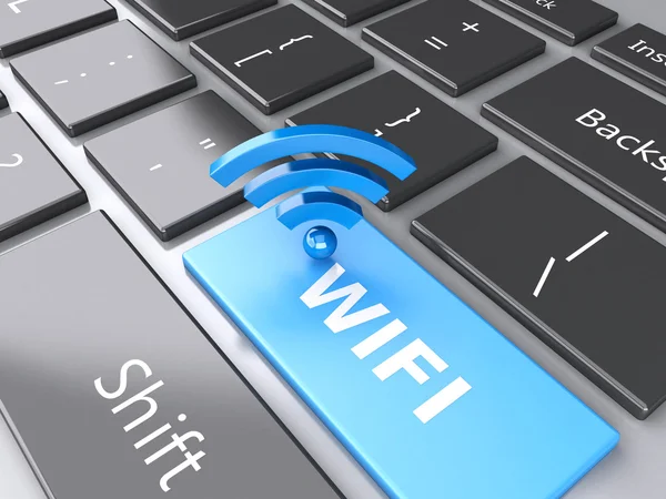 WiFi tlačítko na klávesnici počítače. 3D obrázek — Stock fotografie