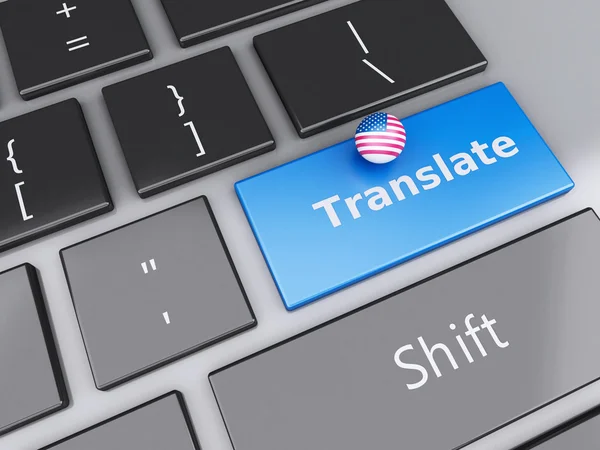 Bilgisayar klavye 3D İngilizce çeviri düğmesini. Çevriliyor — Stok fotoğraf