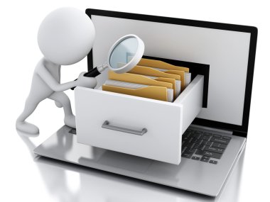 3D beyazlar dizüstü bilgisayar ve klasörler.