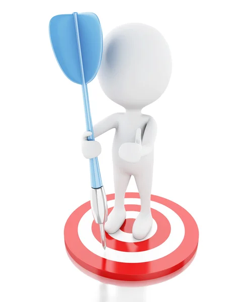 3d white people with darts and target. success in business — Stock Photo, Image