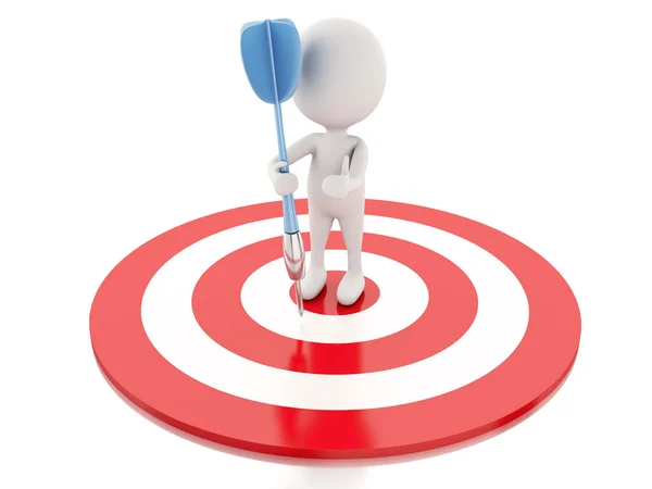 3d white people with darts and target. success in business — Stock Photo, Image