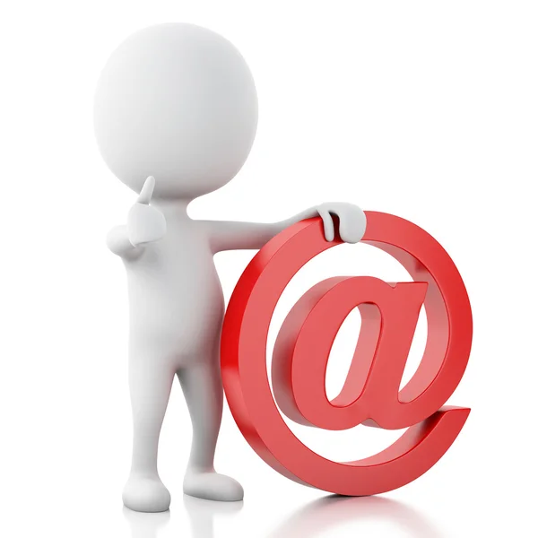 3d white people with email symbol. Isolated white — Stock Photo, Image