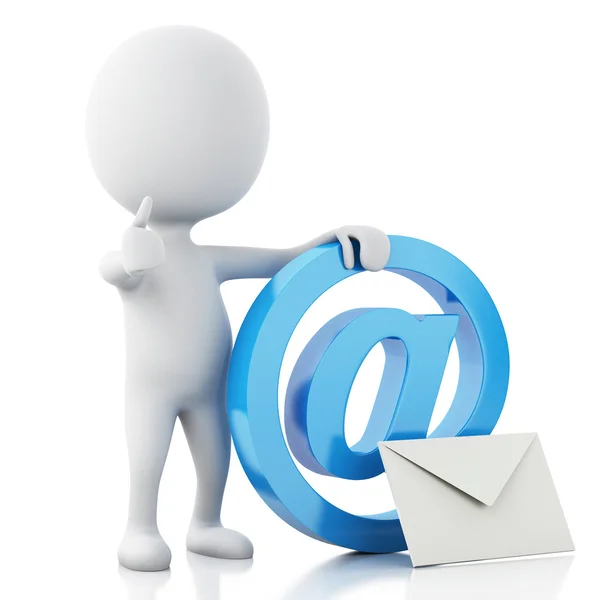 3d white people with email symbol. Isolated white — Stock Photo, Image