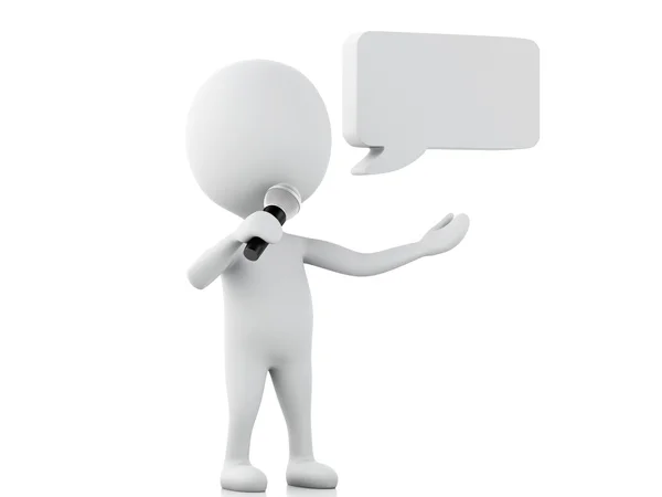 3d white people with a blank speech bubble. Communication concep — Stock Photo, Image