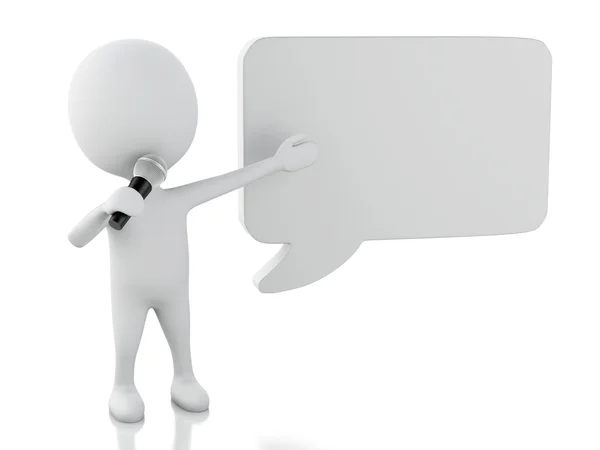 3d white people with a blank speech bubble. Communication concep — Stock Photo, Image