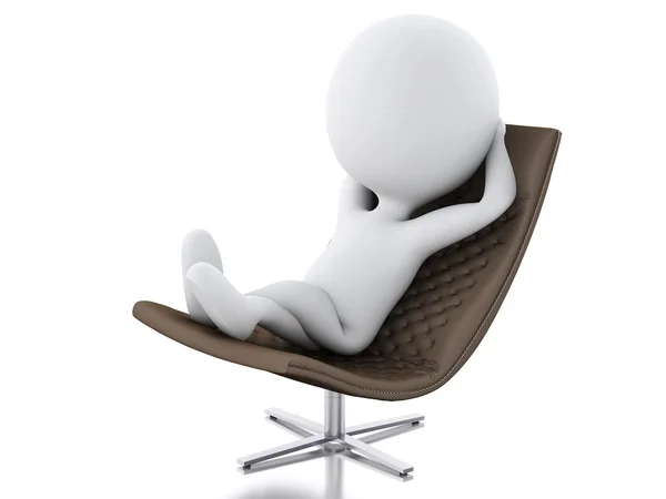 3D-s fehér ember pihenni. Elszigetelt fehér háttér — Stock Fotó