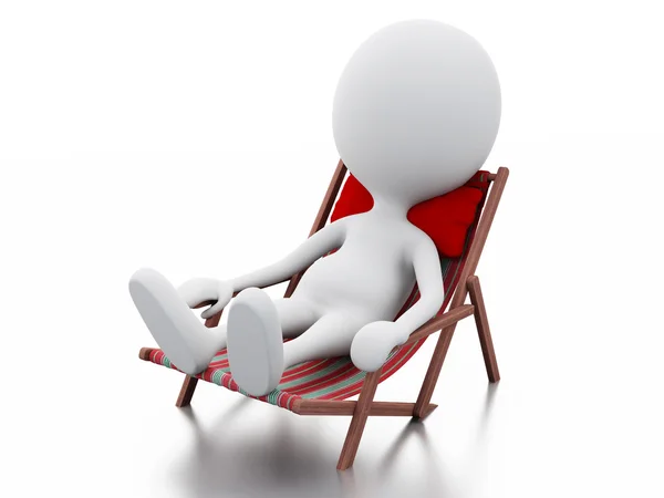 3d personas blancas relajadas en una silla de playa. Concepto de verano — Foto de Stock