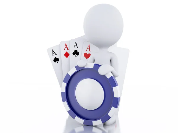 3d I bianchi con casino pedaggi e carte . — Foto Stock