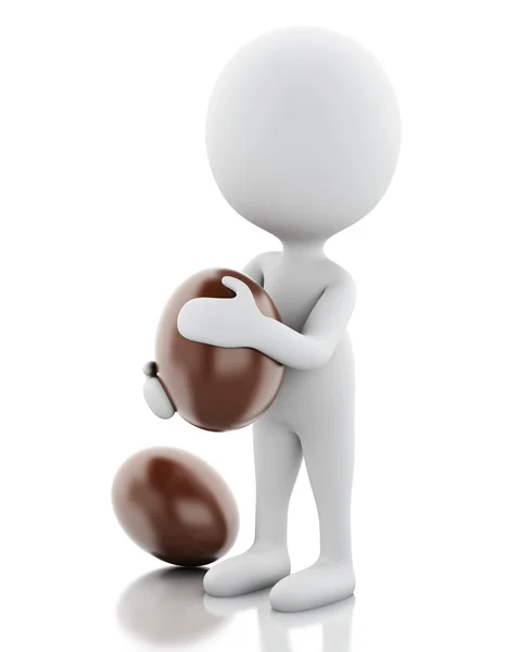 3d white people holds Easter egg in a hand. — Stock Photo, Image