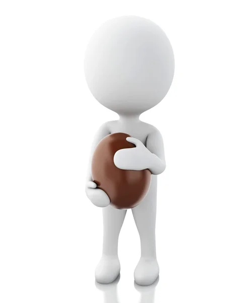 3d white people holds Easter egg in a hand. — Stock Photo, Image