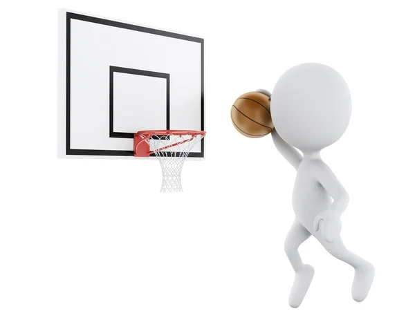 3D белые люди, играющие в баскетбол, пытаются забить . — стоковое фото