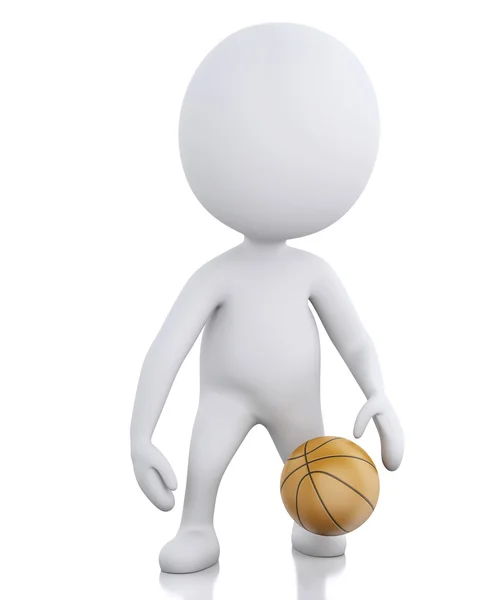 3d white basketball player with ball. — Stock Photo, Image