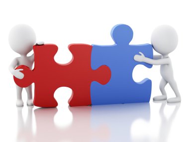 Üç boyutlu beyazlar birlikte çalışır. Takım konsepti