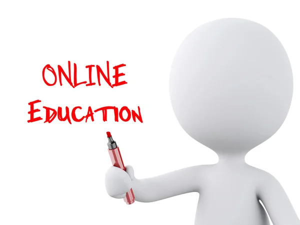 3D-witte mensen. Online onderwijs concept — Stockfoto
