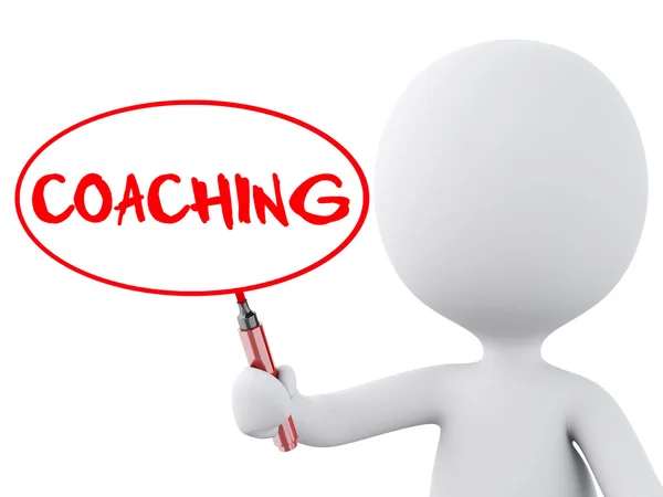 Palavra de coaching escrito por pessoas brancas. Imagem 3d — Fotografia de Stock