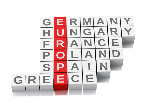 3D-begrip "Europa". Kruiswoordraadsel met letters — Stockfoto