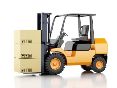 karton kutular ile 3D forklifti.