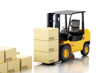 karton kutular ile 3D forklifti.