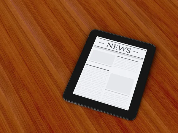 3D digitale tablet pc met nieuws. Media concept — Stockfoto