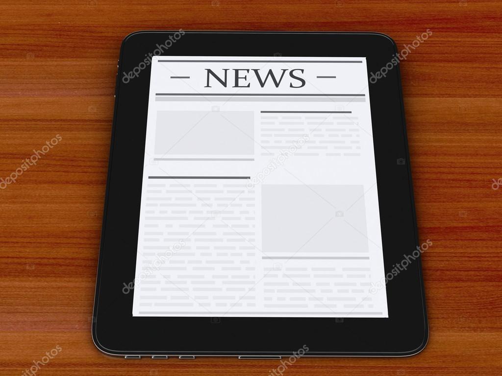 3d digital tablet pc with news. Media concept