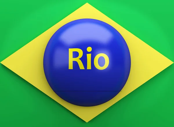 3D Brezilya bayrağı ile Rio de Janeiro. Yaz Olimpiyat Oyunları — Stok fotoğraf