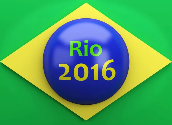 3d Brazil flag with rio 2016 — Stock Photo, Image