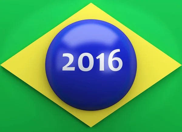 3d Brazil flag. Rio de Janeiro, 2016 — Stock Photo, Image