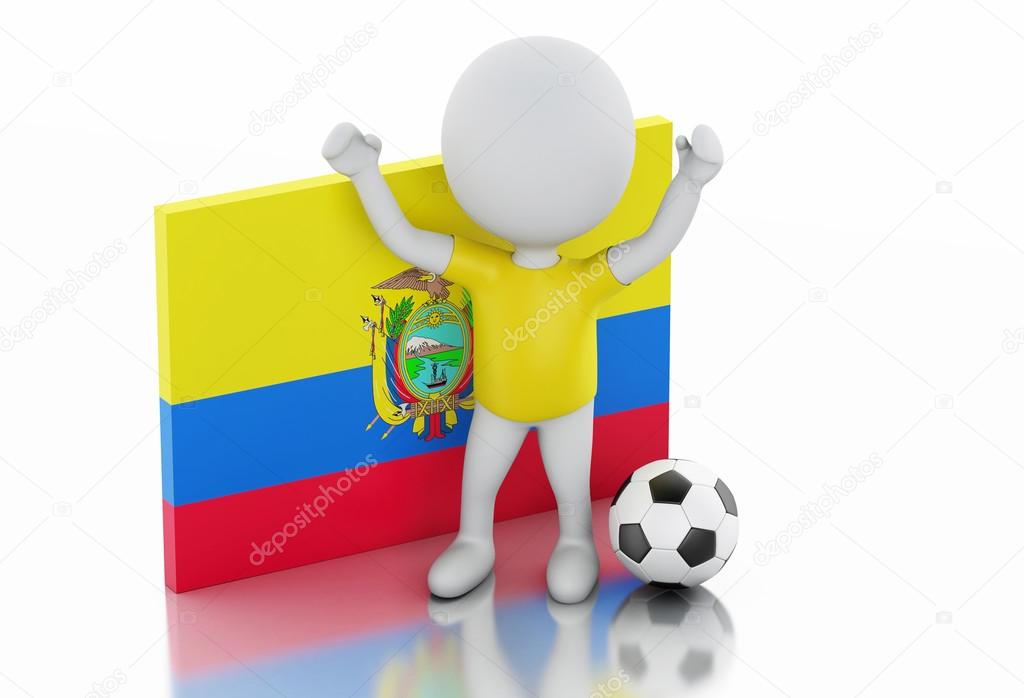 3d White People With Ecuador Flag And Soccer Ball Stock Photo