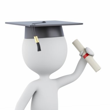 3D beyazlar lisansüstü diploma ve mezuniyet kapaklı