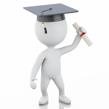 3D beyazlar lisansüstü diploma ve mezuniyet kapaklı