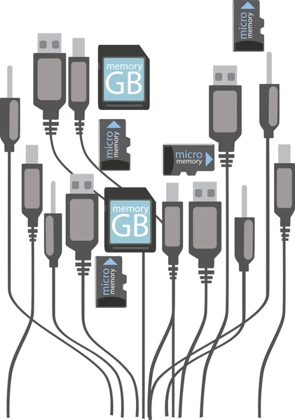 Vector USB plug e memória flash —  Vetores de Stock