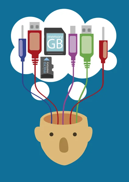 Conector USB y tarjeta flash de memoria, Vector — Archivo Imágenes Vectoriales