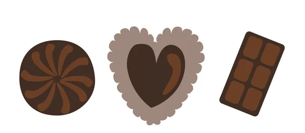 Chocolate heart for Valentine's day. Vector illustration — Stock Vector