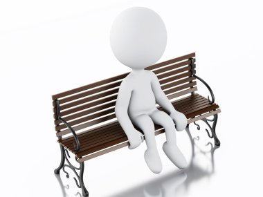 3D beyazlar bir parkta bankta