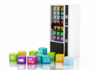 3d vending machine with application Icons. clipart