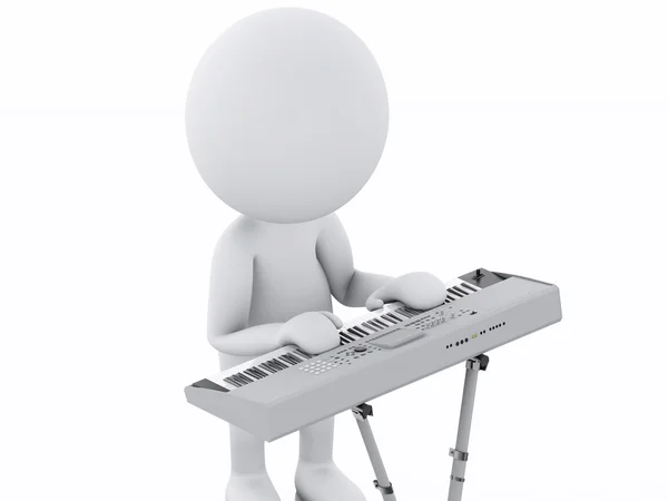 3D біла людина грає на клавіатурі. Концепція музики — стокове фото