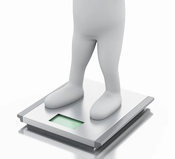 3D bílých lidí s ideální váhu a měřítko. — Stock fotografie